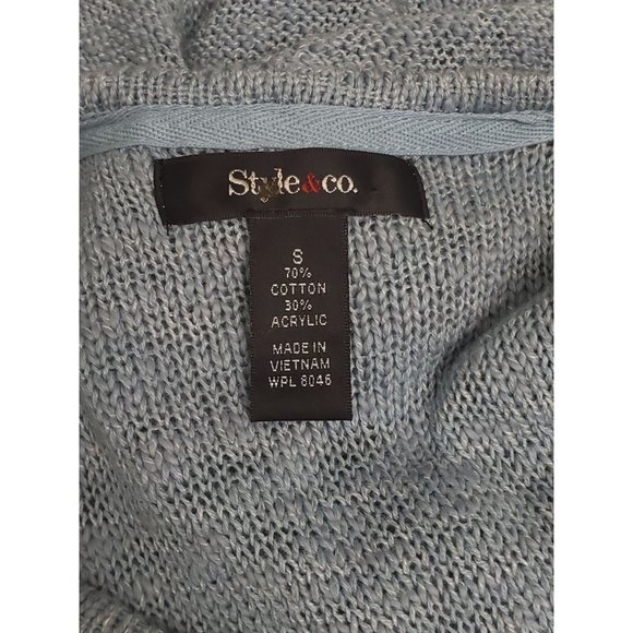 Style & Co. Womens Fringe Sheer Crochet Tunic Sweater Blue - Picture 7 of 7